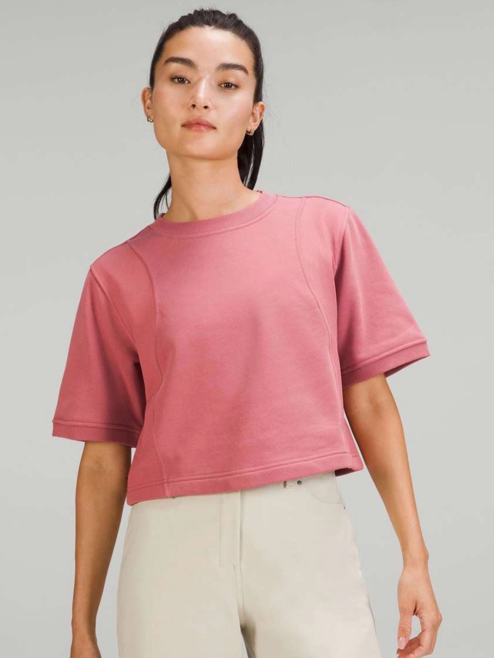 Lululemon Rose Pink Cotton French Terry Swift T-shirt Sweatshirt